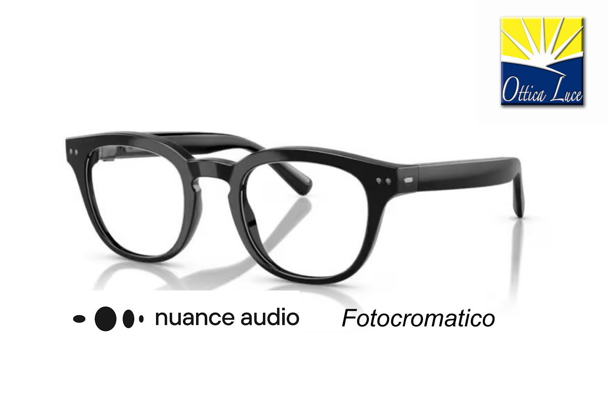 Nuance Audio  Panthos 48 AW5002 04  Transitions Grey Glasses Life Style  Shiny Black calibro 48 500204