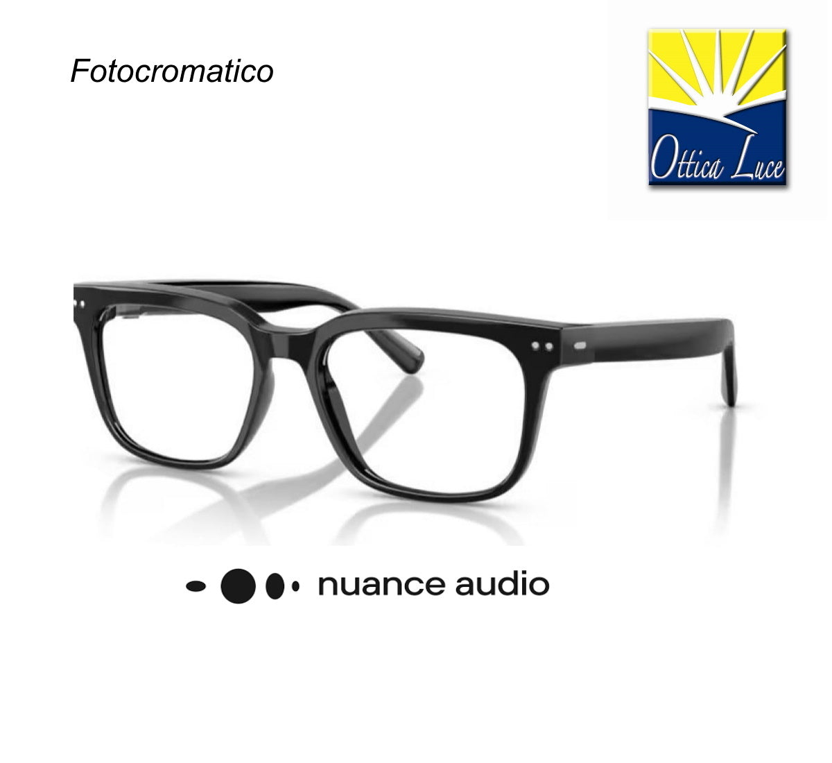 Nuance Audio  Square 56  AW5004 04  Transitions Grey Glasses Life Style  Shiny Black calibro 56  500404
