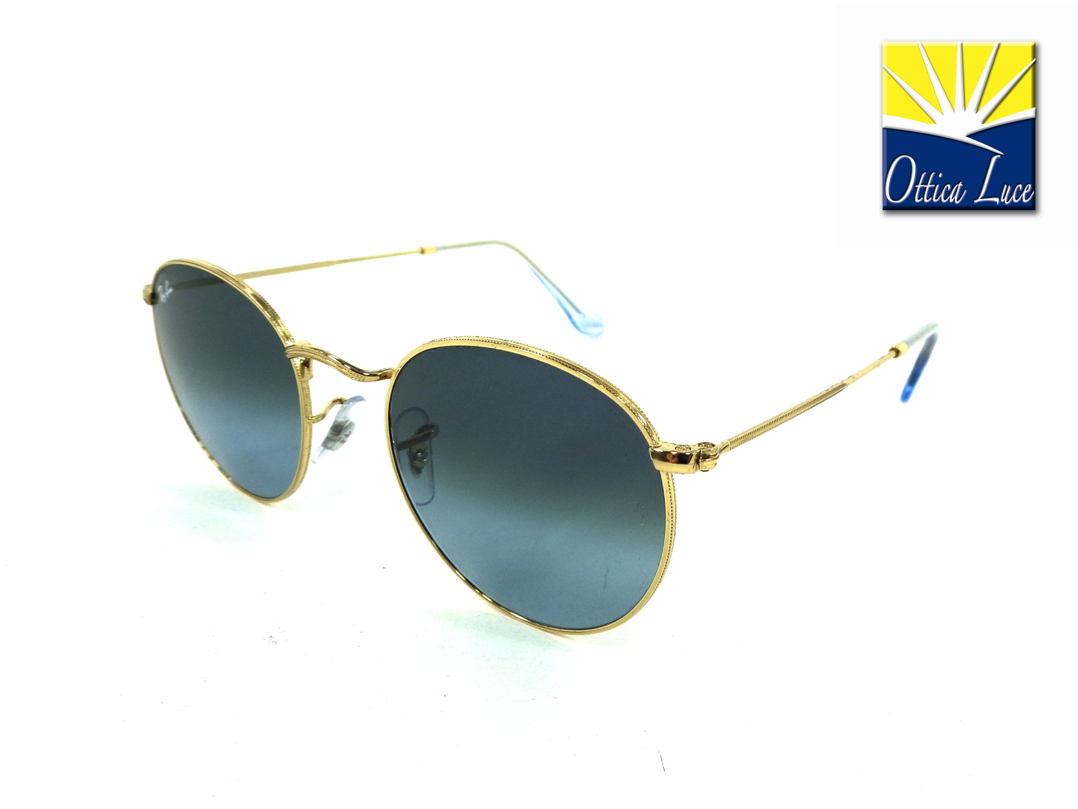 RAY BAN - Round Metal 3447 001 3M Gold Blue Gradient Grey 0013M