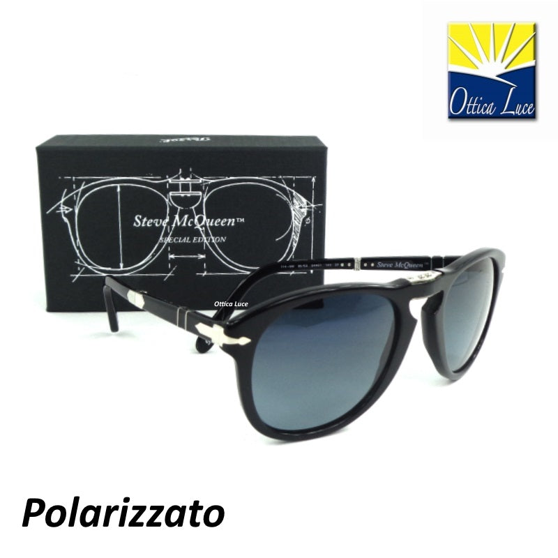 PERSOL - 714 SM 95/S3 Steve McQueen Special Edition calibro 54 Polarizzato 95S3 Nero Lucido